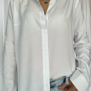Camisa básica blanco puro algodón fino