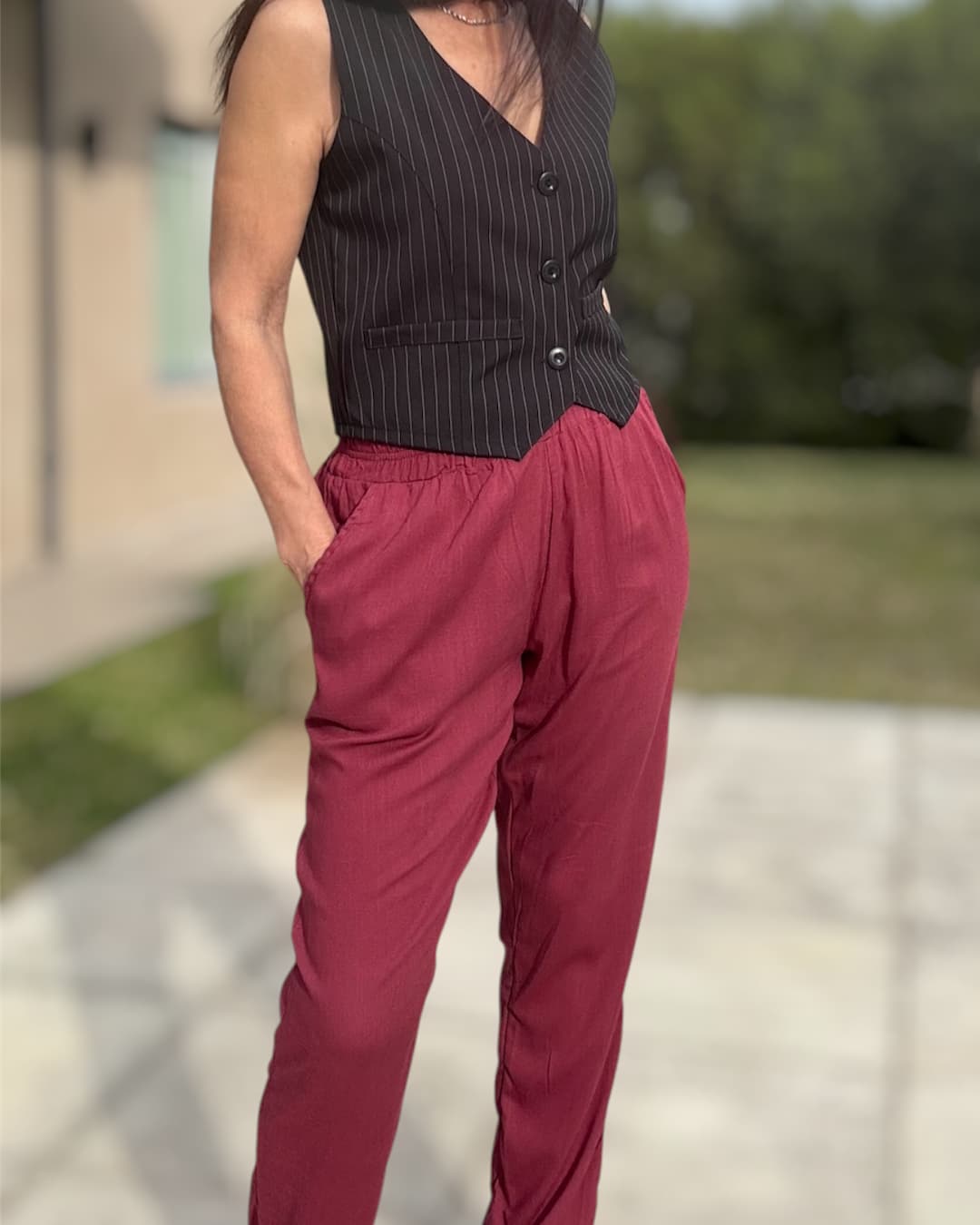 Pantalón frambuesa tipo babucha