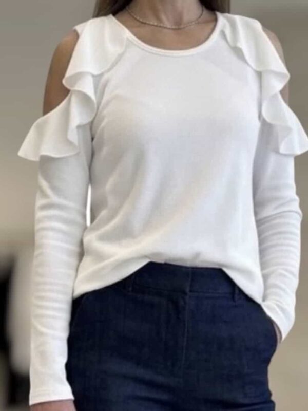 Remera morley cut out con volados Blanco