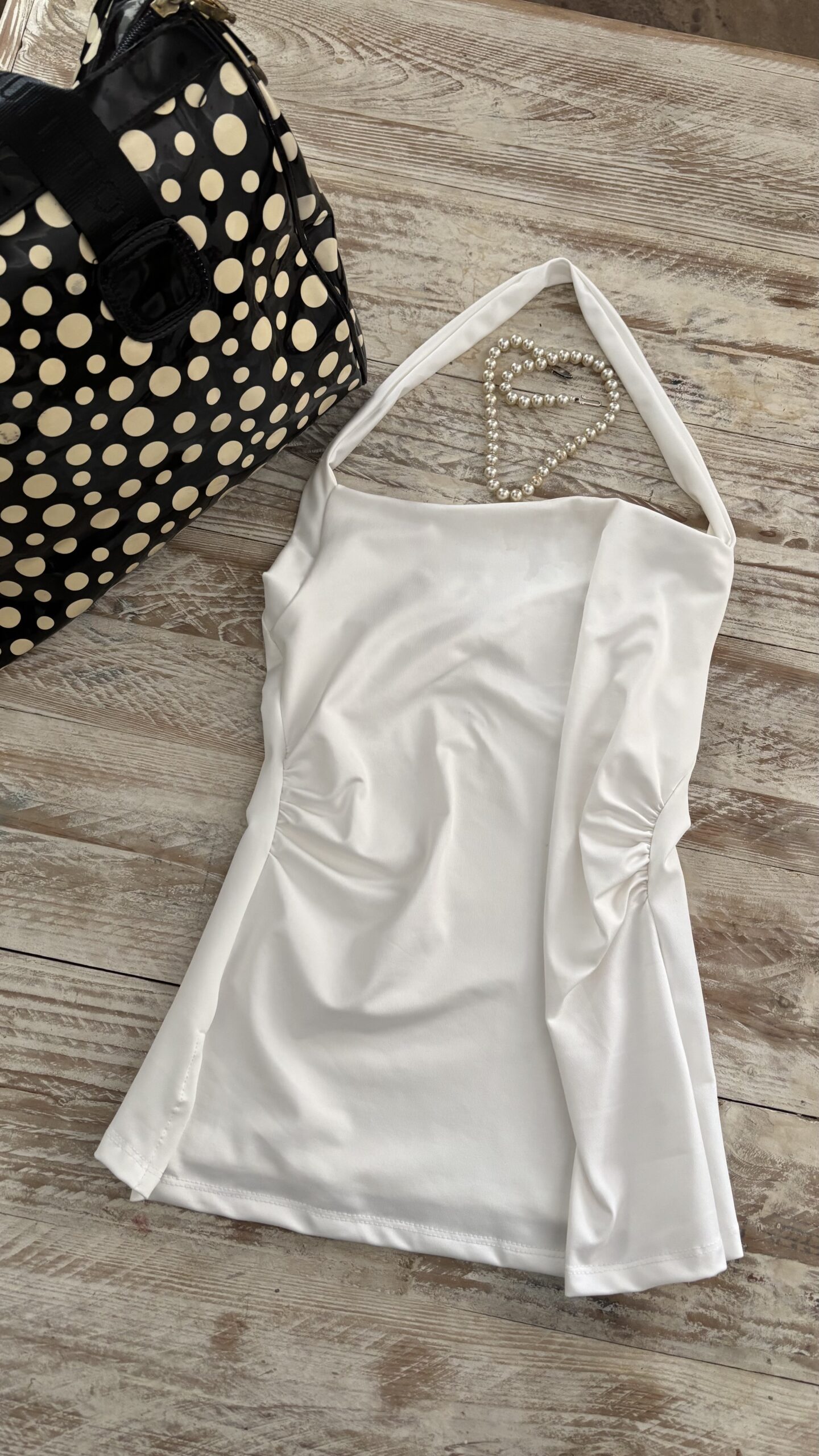 Top drapeado blanco