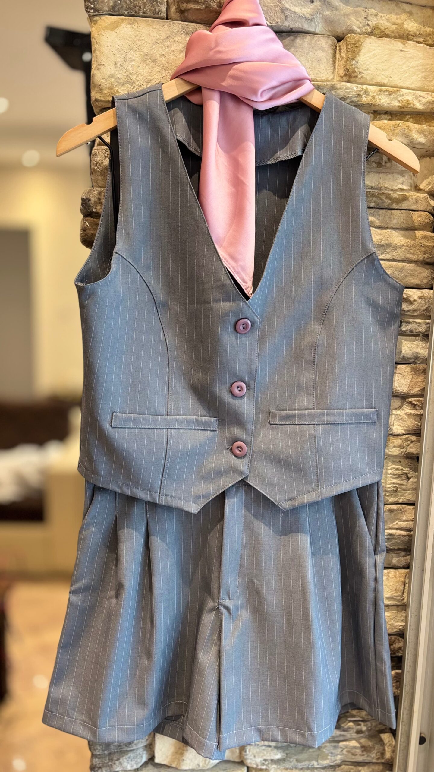 Short sastrero gris raya diplomática - Imagen 2