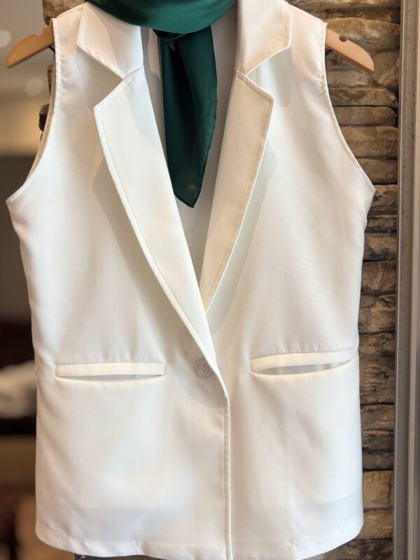 Chaleco largo liso blanco