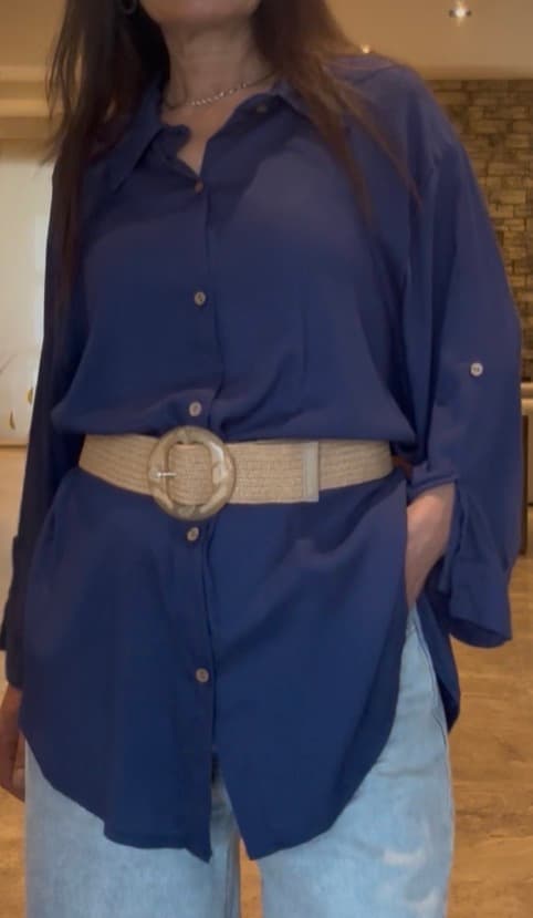 Camisa maxi azul - Imagen 2