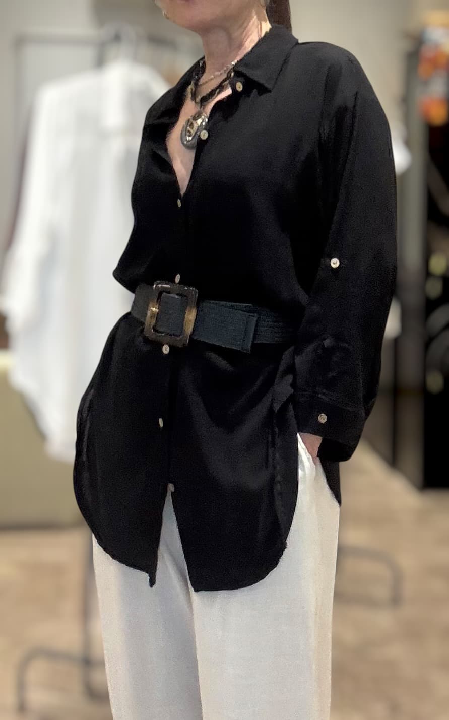 Camisa maxi negra