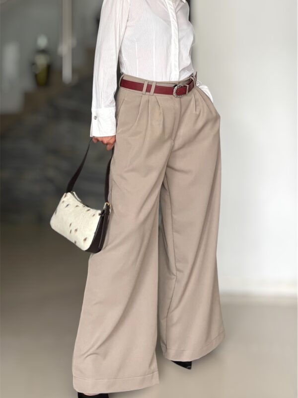 Pantalón sastrero mega wide leg greige