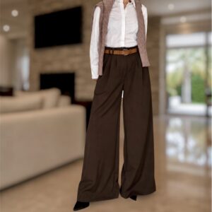 Pantalón sastrero mega wide leg chocolate