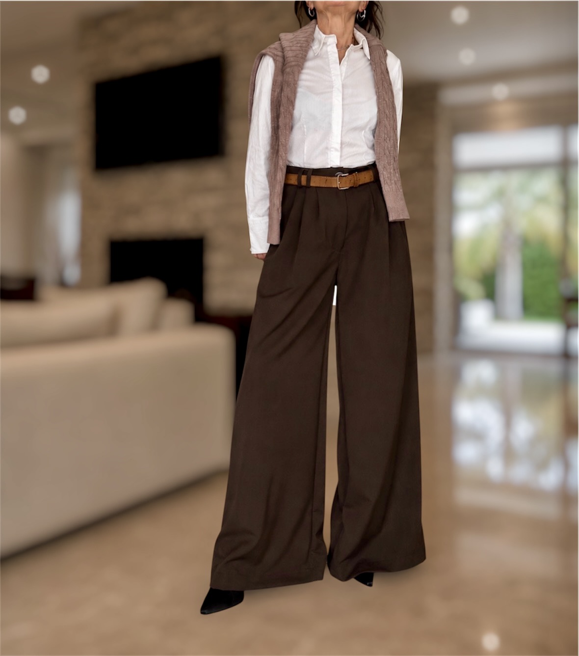 Pantalón sastrero mega wide leg chocolate