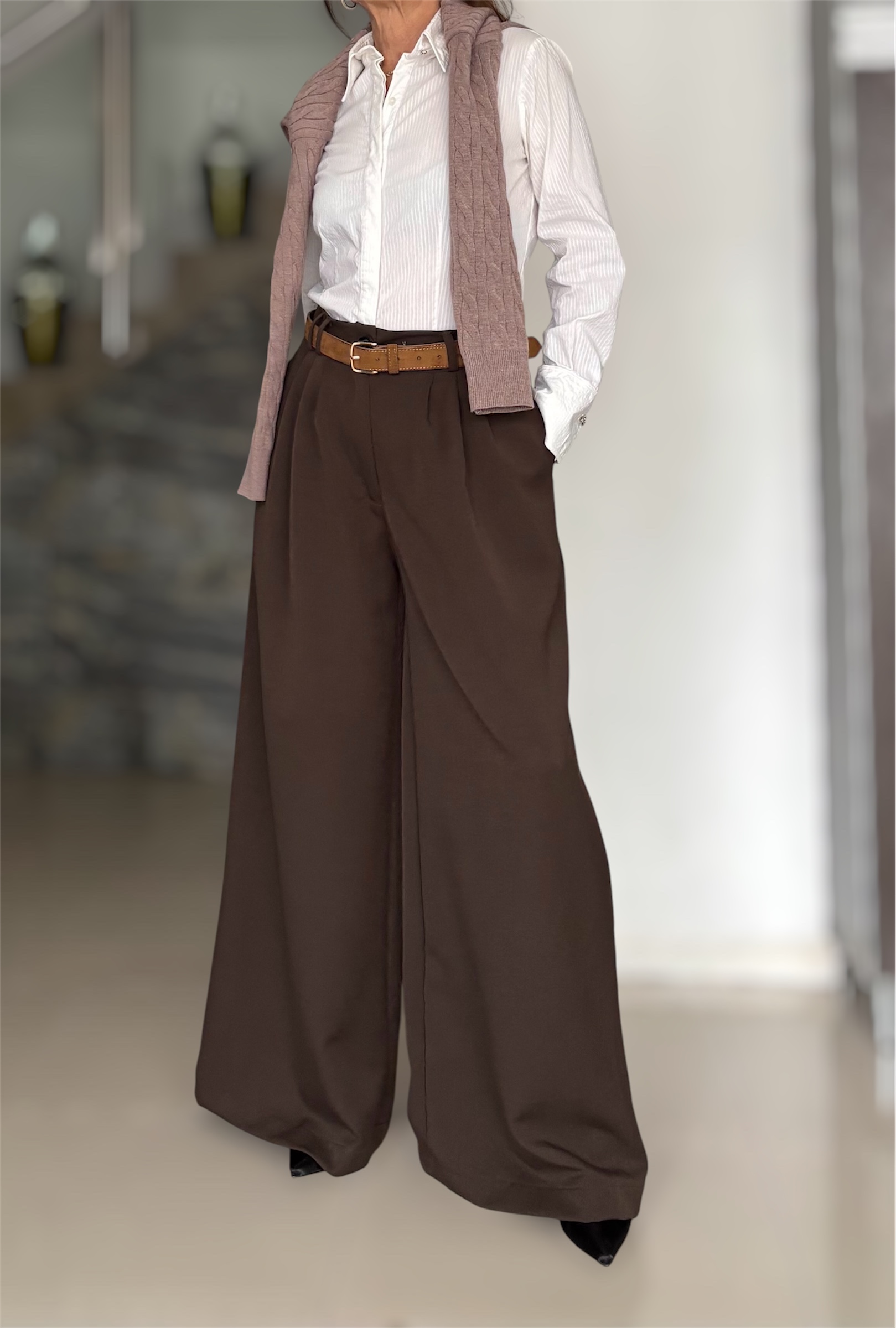 Pantalón sastrero mega wide leg chocolate - Image 6