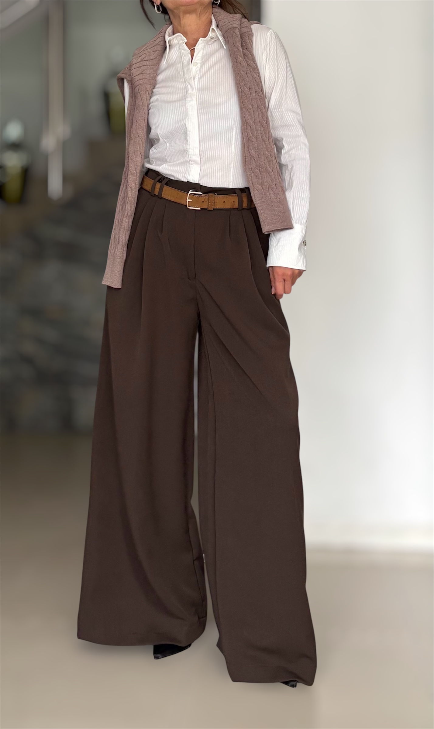 Pantalón sastrero mega wide leg chocolate - Image 5