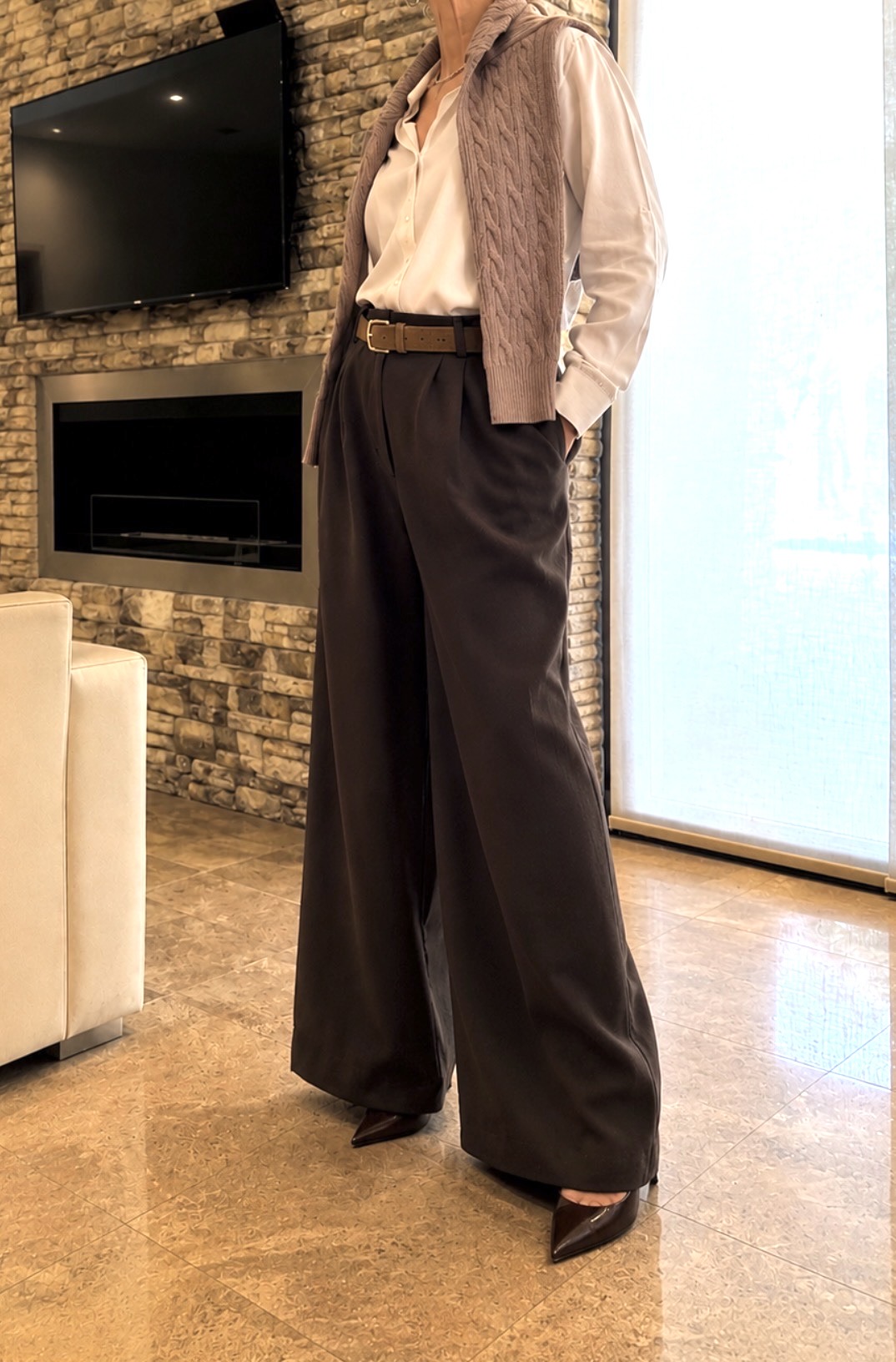 Pantalón sastrero mega wide leg chocolate - Image 4