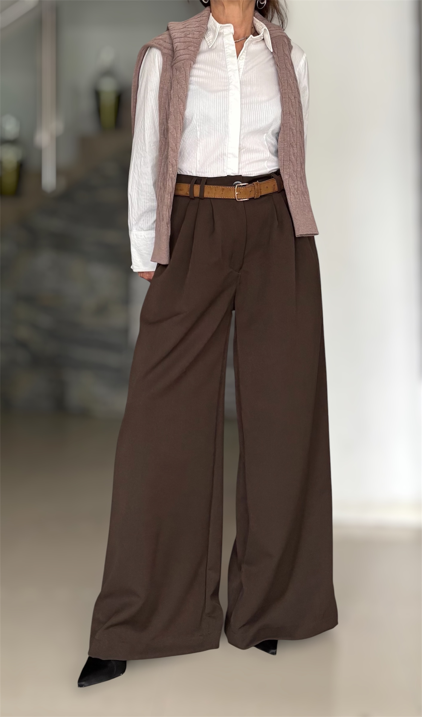Pantalón sastrero mega wide leg chocolate - Image 3