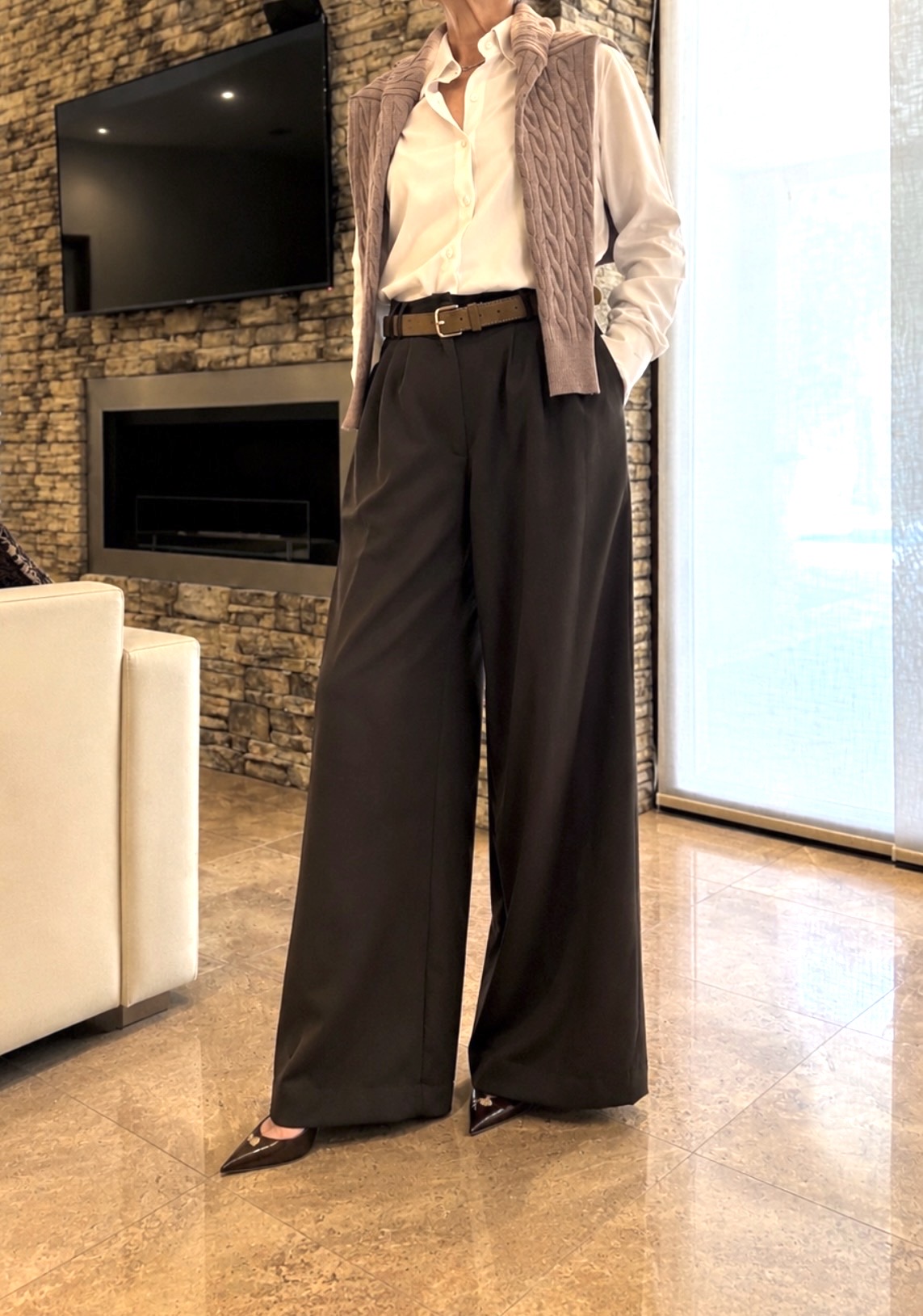 Pantalón sastrero mega wide leg chocolate - Image 2