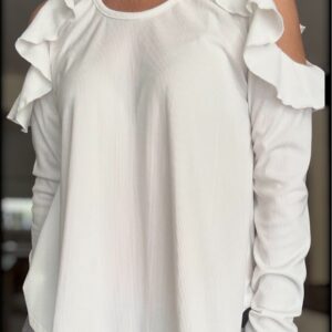 Remera morley cut out con volados Blanco