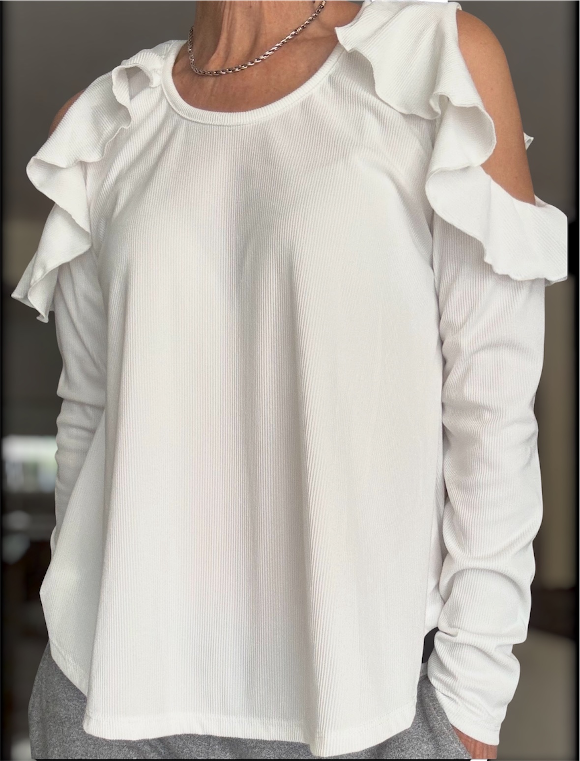 Remera morley cut out con volados Blanco