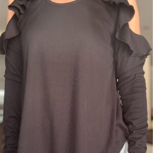 Remera morley cut out con volados Negro