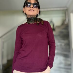 Sweater de punto fino Borgoña