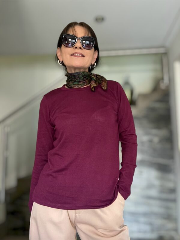 Sweater de punto fino Borgoña
