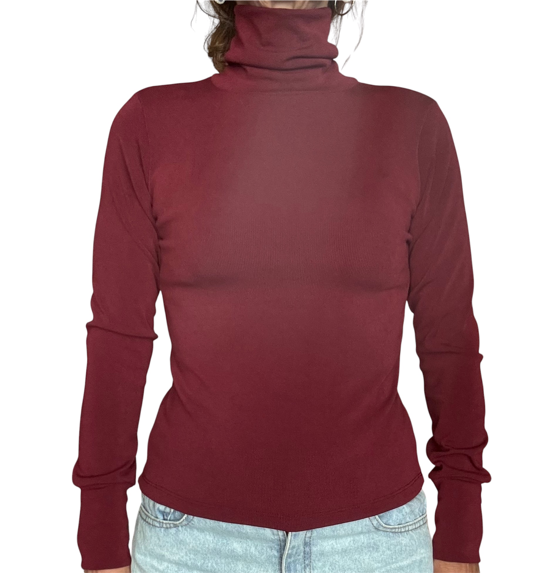 Sweater punto fino cuello alto Borgoña - Image 2