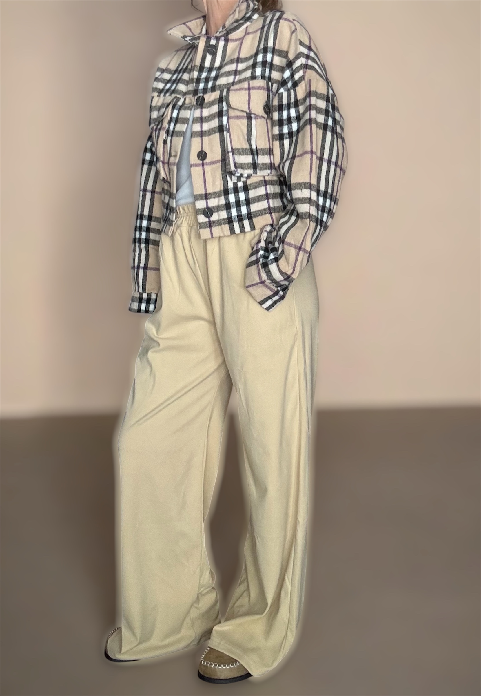 Pantalón wide leg gamuzado vainilla - Image 4